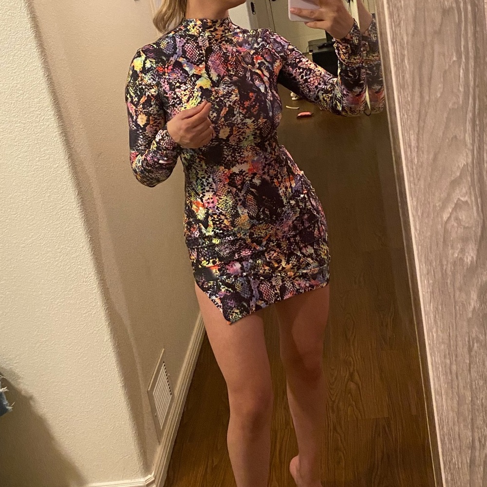 Neon snake print dress